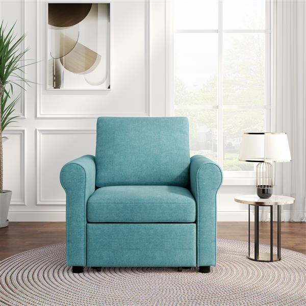 3-in-1 Sofa Bed Chair, Convertible Sleeper Chair Bed,Adjust Backrest Into a Sofa,Lounger Chair,Single Bed,Modern Chair Bed Sleeper for Adults,Teal