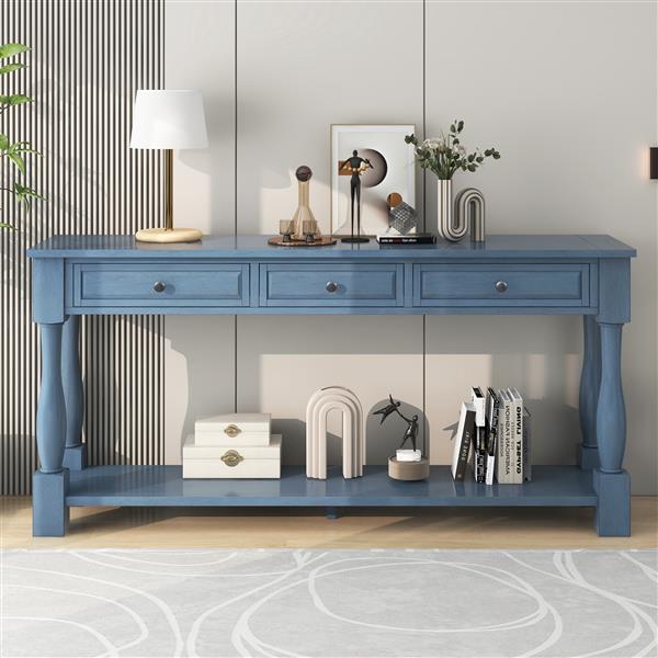 Console Table 63" Long Console Table with Drawers and Shelf for Entryway, Hallway, Living Room