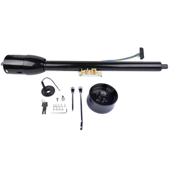 Black 32" Floor Shift Tilt Manual Steering Column w/ Key & 9 Hole Wheel Adpater