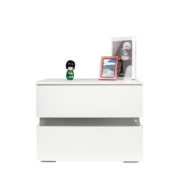 RGB LED Double Side Cabinet Bedside Table White