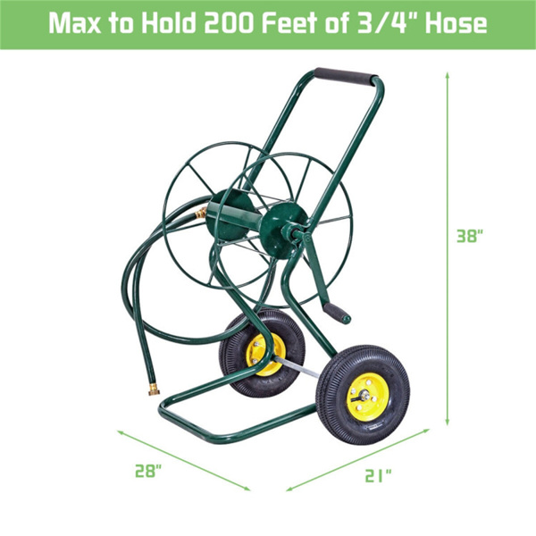 Garden hose reel truck, capable of accommodating up to 200 feet of 3/4 "hos