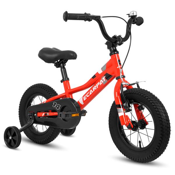 Kids' Bike 14 Inch Wheels, 1-Speed Boys Girls Child Bicycles For3-5Years, With Removable Training Wheels Baby Toys, Front V Brake, Rear Holding Brake