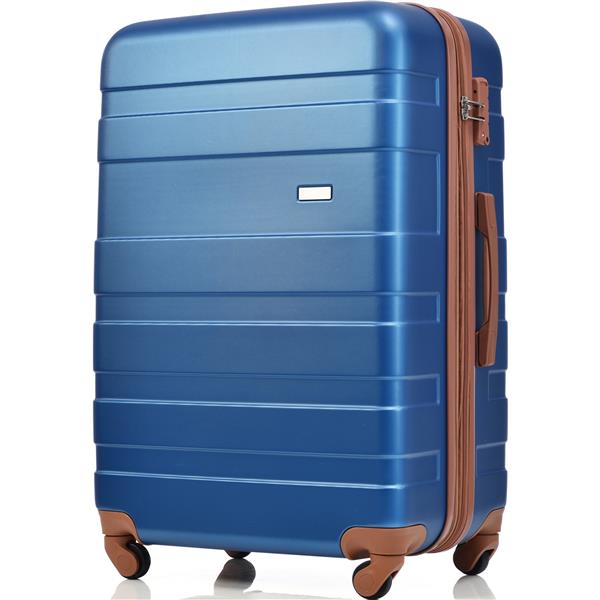 Luggage Sets New Model Expandable ABS Hardshell 3pcs Clearance Luggage Hardside Lightweight Durable Suitcase sets Spinner Wheels Suitcase with TSA Lock 20''24''28''( navy and brown)