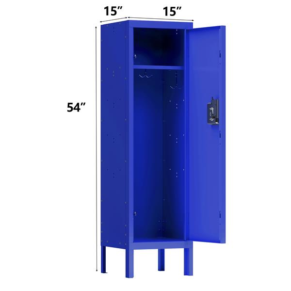 1 Door Tall Single Metal Locker-Retro Style Storage Cabinet--Industrial Furniture--For Living Room/Bedroom/Storage Room/Gym/School--Blue