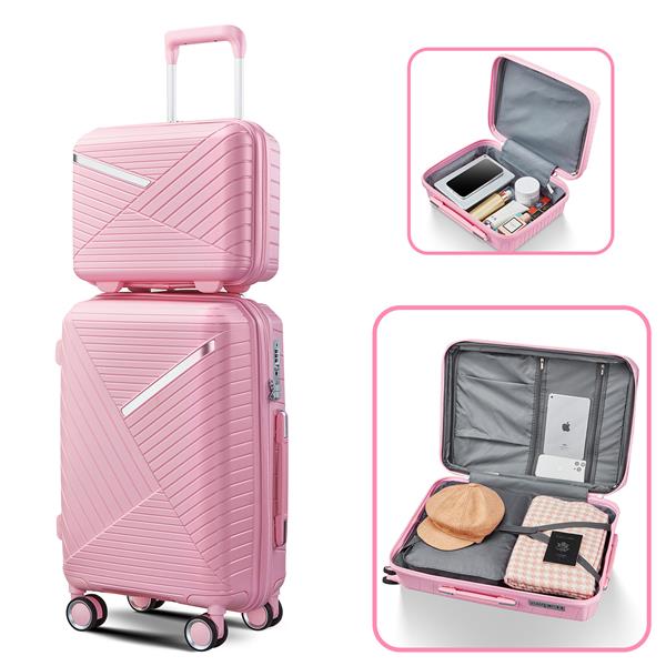 Luggage Sets 4 Piece(14/20/24/28), Expandable Lightweight Suitcase with 4 Double 360 Degrees Mute Spinner Wheels PP Materials Durable TSA Lock Travel Luggage