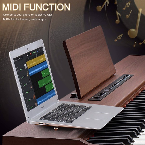 [Do Not Sell on Amazon] GDP-104 88 Keys Full Weighted Keyboards Digital Piano with Furniture Stand, Power Adapter, Triple Pedals, Headphone, for All Experience Levels Black Walnut