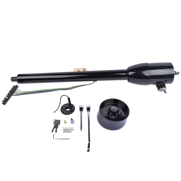 30" Tilt Manual Floor Shift Steering Column with Key & 9 Bolt Adapter Black NEW