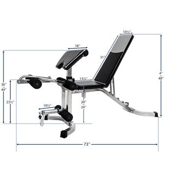 6+3 Positions Adjustable Weight Bench with Leg Extension - Utility Benches with Preacher Curl