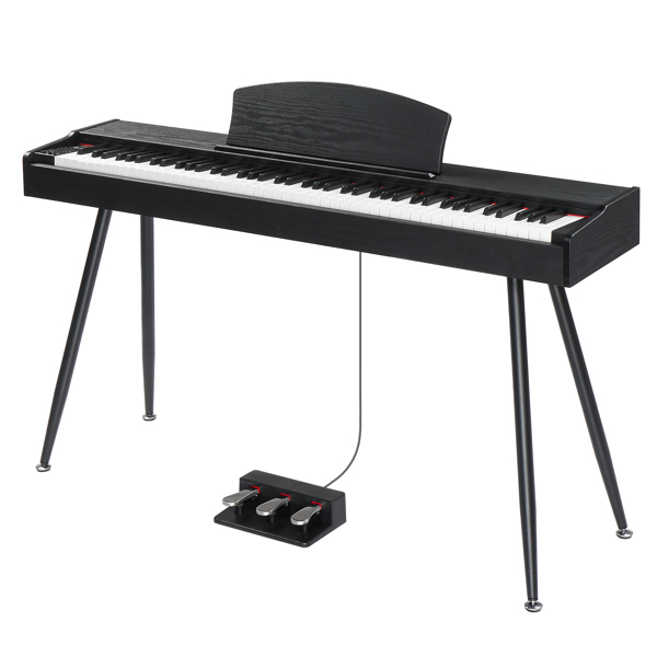 [Do Not Sell on Amazon]Glarry GDP-203 88 Key Standard Full Weighted Keyboards Digital Piano with Metal Stand, Power Adapter, Triple Pedals, Headphone，for All Experience Levels Black color