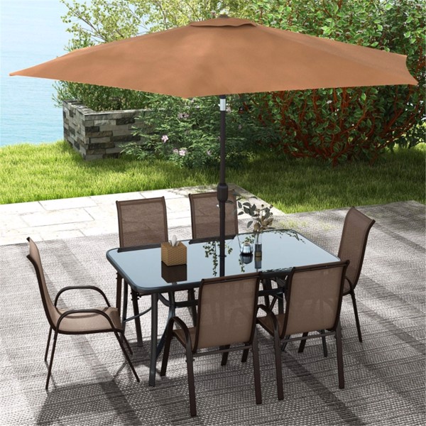 Outdoor dining table and chair package with umbrella 