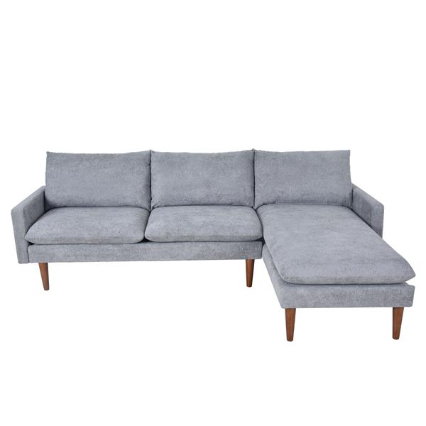 L-Shaped Sofa with Padded Cashmere: Multi-functional Design, Modern Luxury Appearance - Ideal for Living Rooms, Apartments - Easy Assembly & Maintenance,Grey