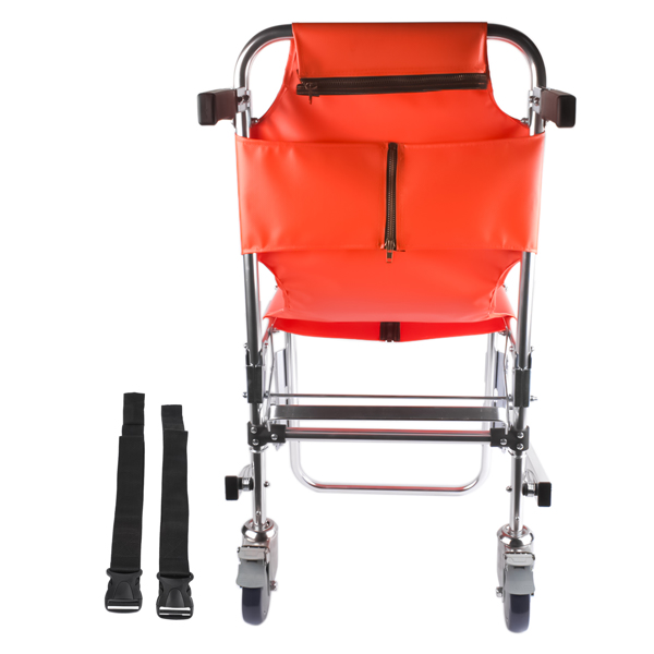 Foldable Lightweight EMS Stair Chair with Brake, Medical Emergency Evacuation Lifting Climbing Wheelchair Two Wheel Orange