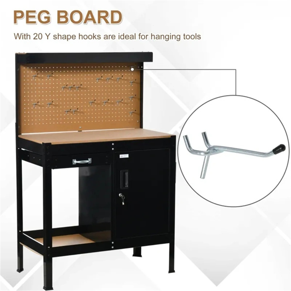 Multipurpose Tool Table, Storage Cabinet with Keys Workshop Tool Table with Slide Drawer.  