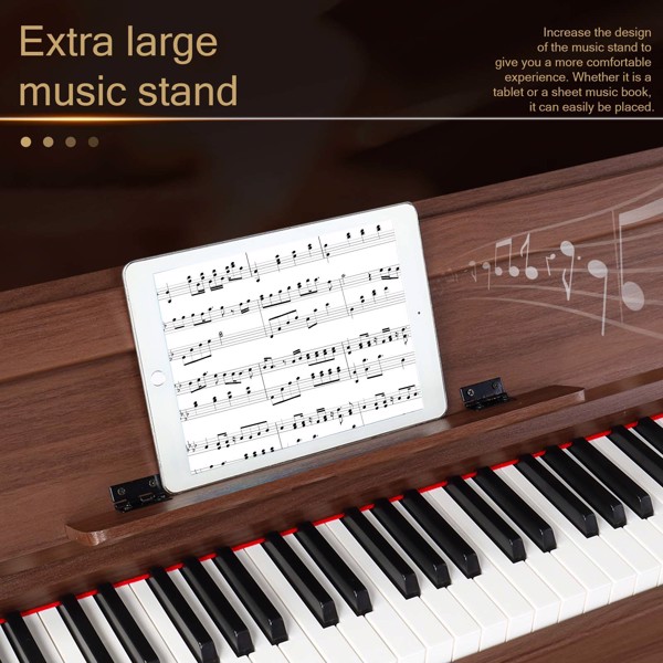 [Do Not Sell on Amazon]Glarry GDP-107 88 Key Standard Full Weighted Keyboards Digital Piano with Furniture Stand, Audio and MIDI Bluetooth, Triple Pedals, Headphone，for Black Walnut color