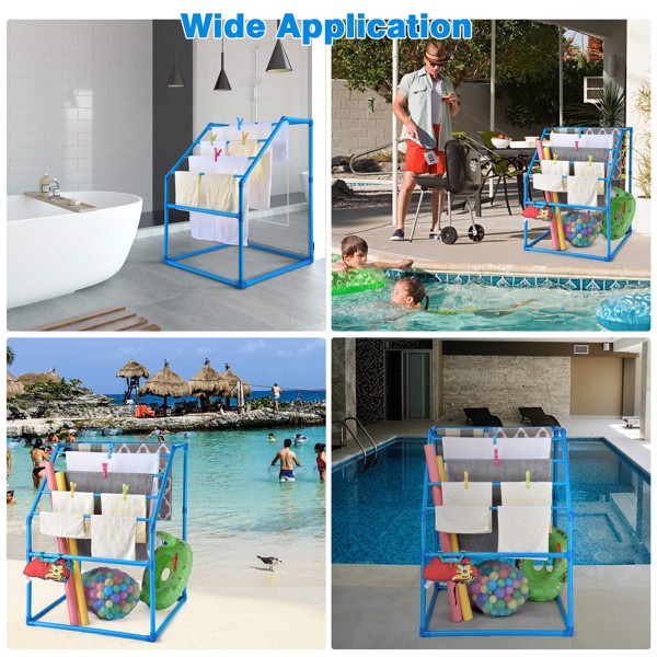 7-Tier Spacious Towel Organizer 7-pole pool towel rack Rack Free Standing Poolside Storage Organizer for drying and storing standard-sized bath towels,swimsuits(No shipments on weekends)