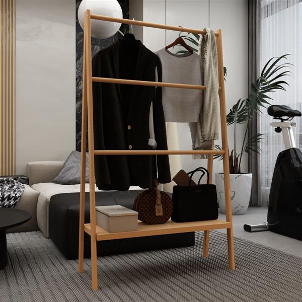 Bamboo Ladder Towel Rack with Storage Shelf