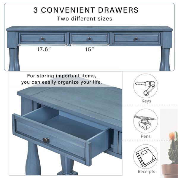 Console Table 63" Long Console Table with Drawers and Shelf for Entryway, Hallway, Living Room