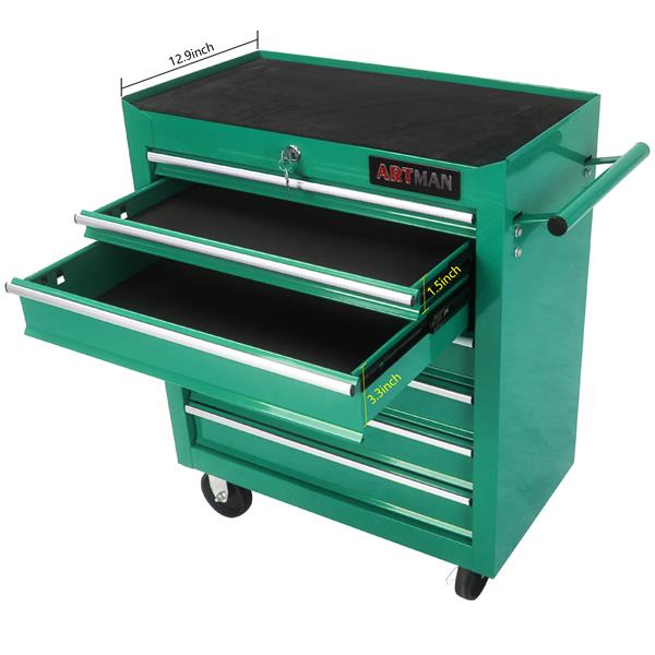 7 DRAWERS MULTIFUNCTIONAL TOOL CART WITH WHEELS-GREEN