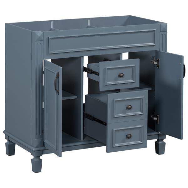 36'' Bathroom Vanity without Top Sink, Royal Blue Cabinet only, Modern Bathroom Storage Cabinet with 2 Soft Closing Doors and 2 Drawers(NOT INCLUDE BASIN SINK)