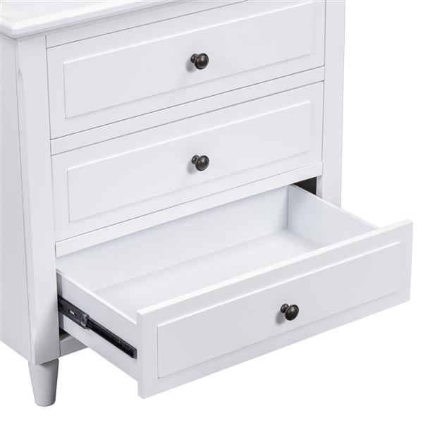 3-Drawer Nightstand Storage Wood Cabinet