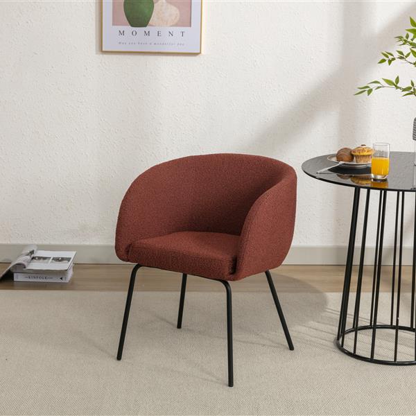 039-Set of 1 Fabric Dining Chair With Black Metal Legs,Wine Red