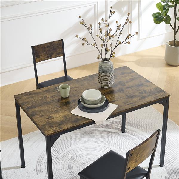 Modern Dining Room Set for 5 Pieces Dining Table Set,  Particle board with Sturdy Metal Frame&Legs, soft-padded dining chair Armless for Space Saving