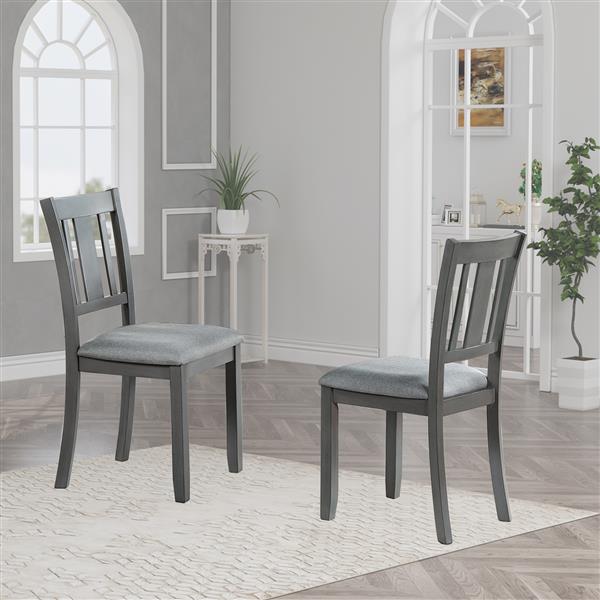 Wooden Dining Chairs Set of 4, Kitchen Chair with Padded Seat, Upholstered Side Chair for Dining Room, Living Room, Gray