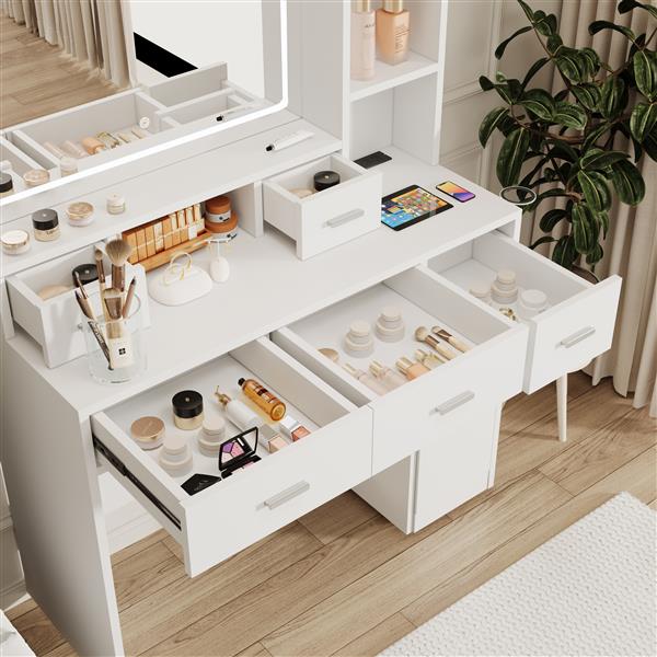 Newly designed smart mirror dressing table with drawers and storage cabinet, dressing table with dressing pad for bedroom, dressing room