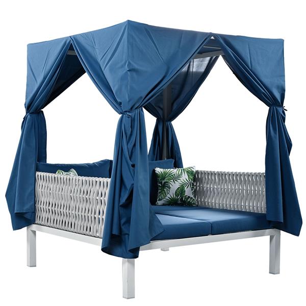 Outdoor Patio Sunbed with Curtains, High Comfort, Suitable for Multiple Scenarios