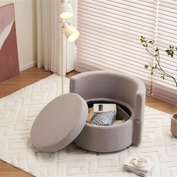 Fabric Swivel And Storage Chair With Back Cushion For Living Room,Light Gray