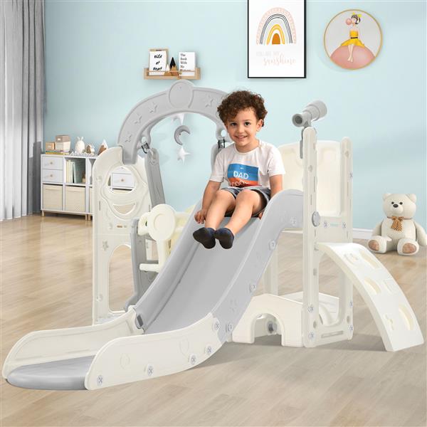 Toddler Slide and Swing Set 5 in 1, Kids Playground Climber Slide Playset with Telescope,  Combination for Babies Indoor & Outdoor