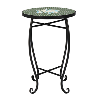 Artisasset Mosaic Round Terrace Bistro Table Green Flowers Mosaic