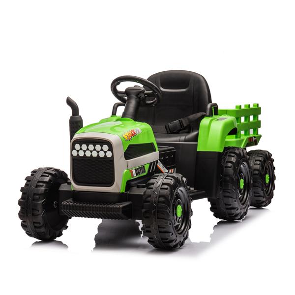 Ride on Tractor with Trailer,12V Battery Powered Electric Tractor Toy w/Remote Control,electric car for kids,Three speed adjustable,Power display, USB,MP3 ,Bluetooth,LED light,Two-point safety belt