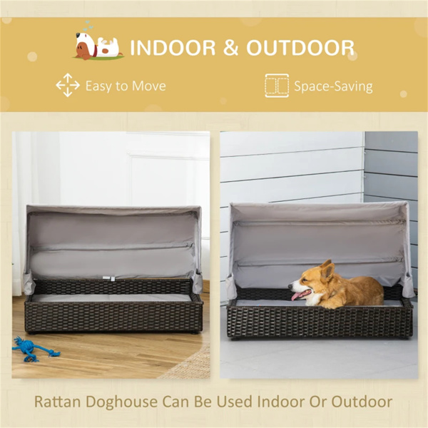 Elevated Pet Sofa, Dog Bed with Foldable Canopy