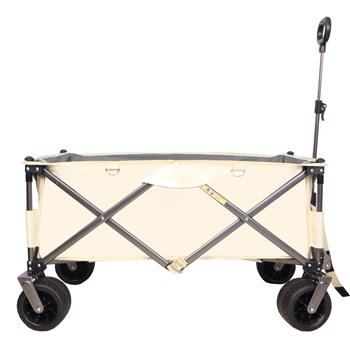 Folding Wagon, Heavy Duty Utility Beach Wagon Cart for Sand with Big Wheels, Adjustable Handle&Drink Holders for Shopping, Camping,Garden and Outdoor