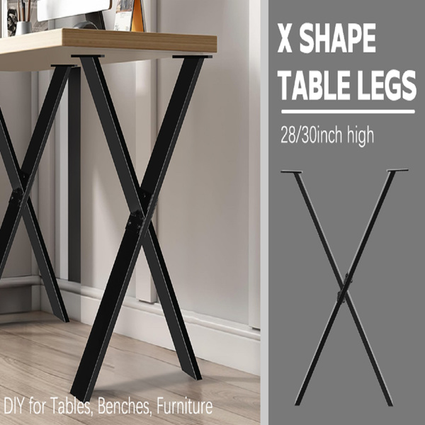 28''H Table legs, Modern Office Desk Legs, Heavy Duty Iron and Industrial Design, DIY Metal Furniture Legs for Coffee Dinning Table, Bench Stool, Cabinet, Sofa, Chair, Black (28”H x 24”W, 2PCS)