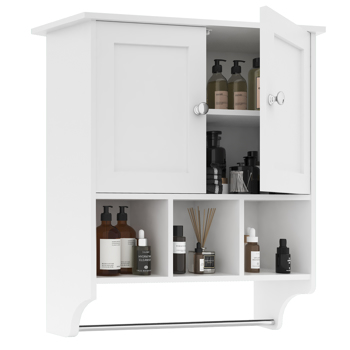  Medicine Cabinets, Space Saving Wall Cabinet with 2 Doors and Adjustable Towel Rack Shelves, Storage Cabinet for Toilet, Bathroom, Living Room, Kitchen（No shipments on weekends）