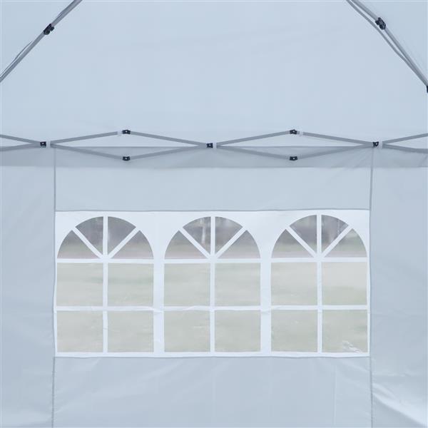 Outdoor 10x 10Ft Pop Up Gazebo Canopy Tent Removable Sidewall with Zipper,2pcs Sidewall with Windows,with 4pcs Weight sand bag,with Carry Bag,White