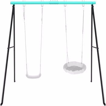 Porch Swing Frame 2 Seat, 440lbs Weight Capacity Swing Stand, Heavy Duty A-Frame Swing, Swing Stand Frame for Yoga Hammock Saucer Baby Porch Swing, Swing Sets for Backyard (Green, Swing NOT Included)