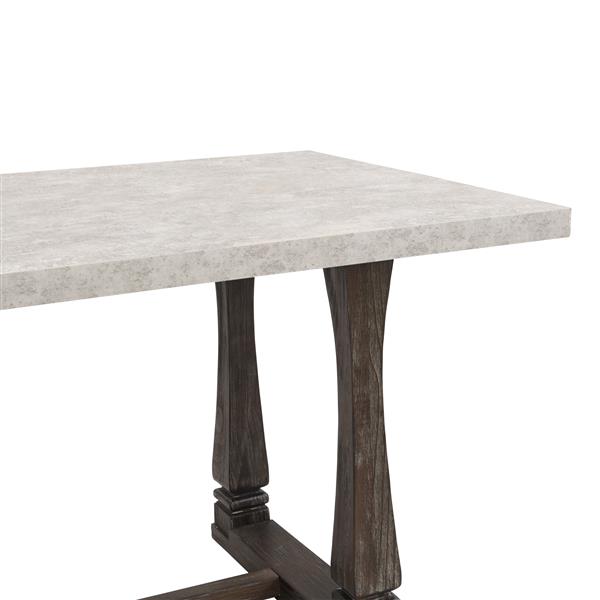 60 inch Dining Table, Classic Farmhouse Rectangle Kitchen Table Ideal for Home, Kitchen, Grey Tabletop.