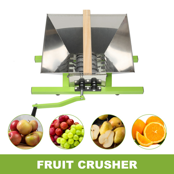 Fruit and Apple Crusher, 7L(1.8 Gal) Manual Juicer Grinder, Large Capacity Fruit Scratter Pulper for Wine and Cider Manual Pressing, Green