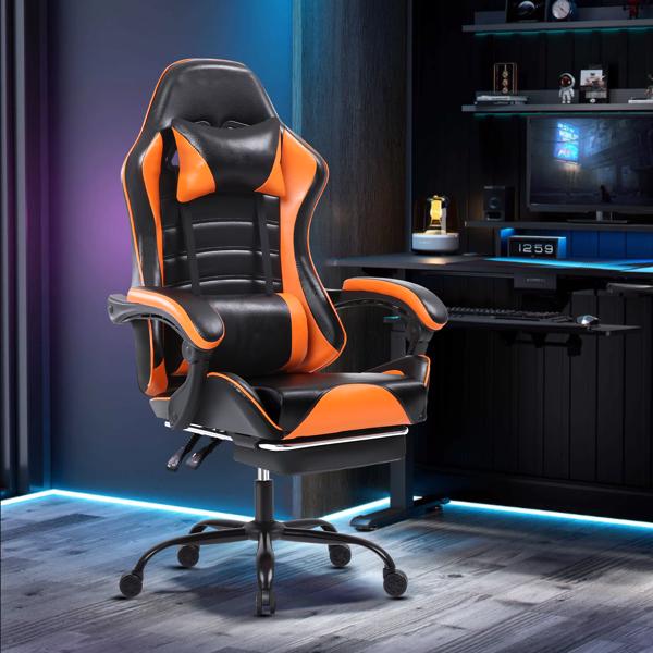 Gaming Chair, Computer Chair with Wheels, Adjustable Height Pu Leather Gamer Chair Office Desk Chair, Ergonomic Video Game Chair for Adults