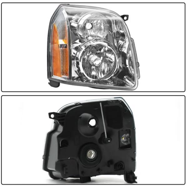 Headlight Assembly For 2007-2014 GMC Yukon/2007-2014 GMC Yukon XL 1500 2500 , w/o bulb, Chrome+Amber, Left and Right Side