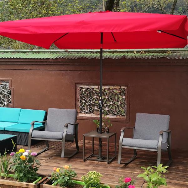 10 x 6.5ft Rectangular Patio Umbrella Outdoor Market Umbrellas with Crank and Push Button Tilt for Garden Swimming Pool Market