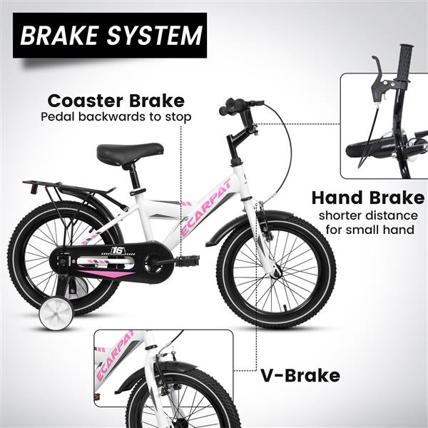 A14115 Kids Bike 14 inch for Boys & Girls with Training Wheels, Freestyle Kids' Bicycle with fender and carrier.