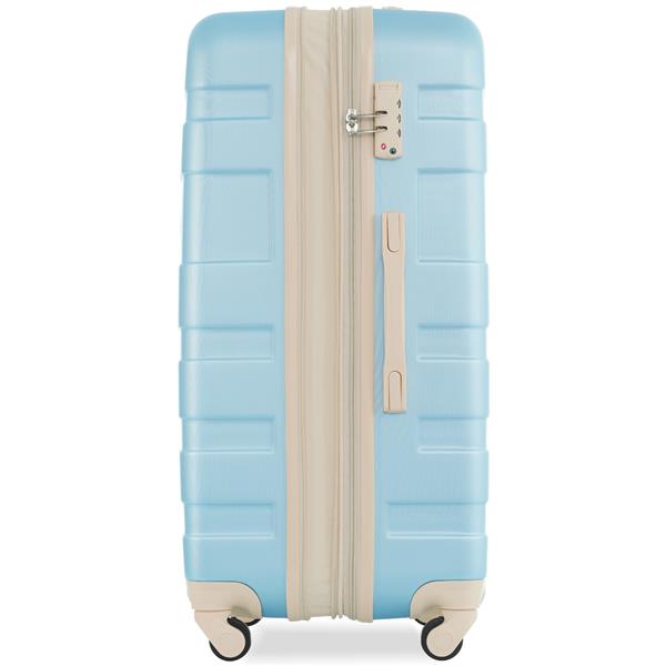 Luggage Sets New Model Expandable ABS Hardshell 3pcs Clearance Luggage Hardside Lightweight Durable Suitcase sets Spinner Wheels Suitcase with TSA Lock 20''24''28''( golden blue and beige)