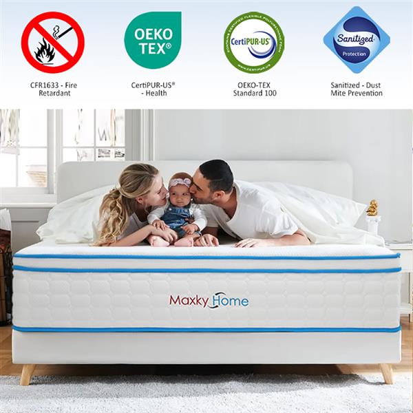 12 Inch Queen Mattress with Pillows, Gel Memory Foam Mattress Bed in a Box, Twin Bed Mattress Individual Pocket Springs Motion Isolation, Medium Firm, Queen