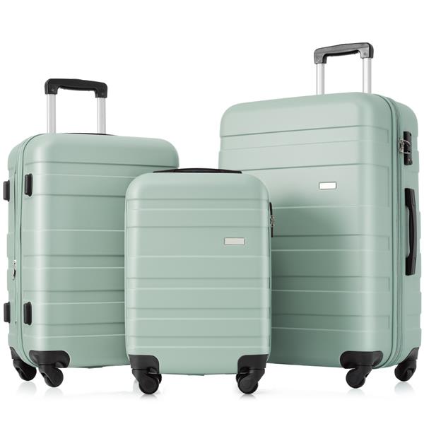 Luggage Sets New Model Expandable ABS Hardshell 3pcs Clearance Luggage Hardside Lightweight Durable Suitcase sets Spinner Wheels Suitcase with TSA Lock 20''24''28''( Green)