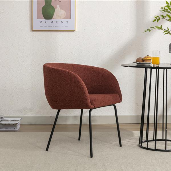 039-Set of 1 Fabric Dining Chair With Black Metal Legs,Wine Red