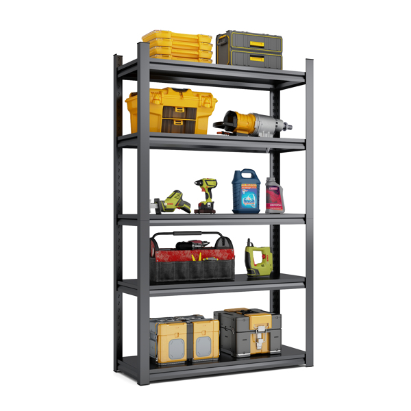 72"H 5 Tier Metal Shelves for Storage Garage Shelving 2000LBS Heavy Duty Storage Shelves Adjustable Garage Shelf Industrial Shelving Unit Storage Utility Rack,47.2"W*23.6"D*72"H,Black